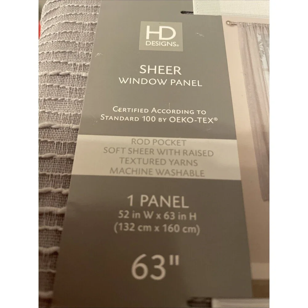 Hd Designs Sheer Window Panel Light Gray Raised Textured 63”